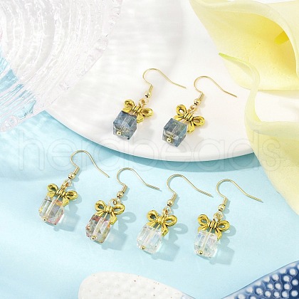 3 Pairs 3 Colors Alloy & Glass Dangle Earrings EJEW-JE06361-1