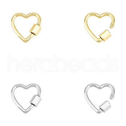 Unicraftale 4Pcs 2 Colors Brass Screw Carabiner Lock Charms KK-UN0001-99-1