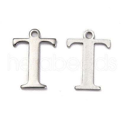 Tarnish Resistant 304 Stainless Steel Alphabet Charms STAS-H122-T-P-1