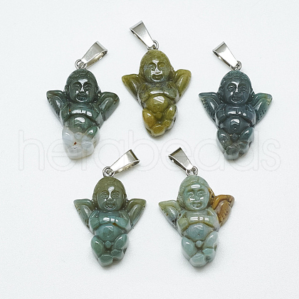 Natural Indian Agate Pendants G-T122-11D-1