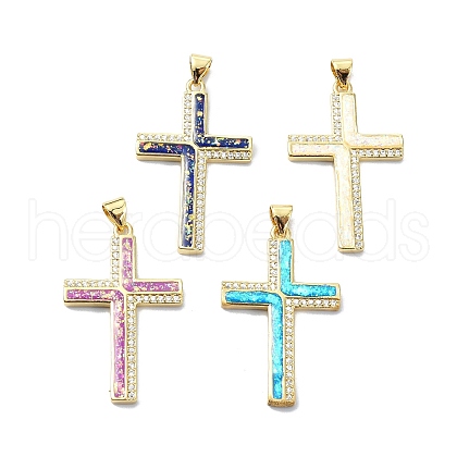 Brass Micro Pave Clear Cubic Zirconia Pendants KK-A221-23G-1