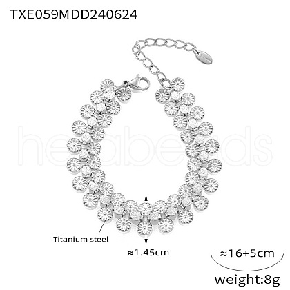 304 Stainless Steel Sunflower Link Chain Bracelets for Women FS-WG43A0B-01-1