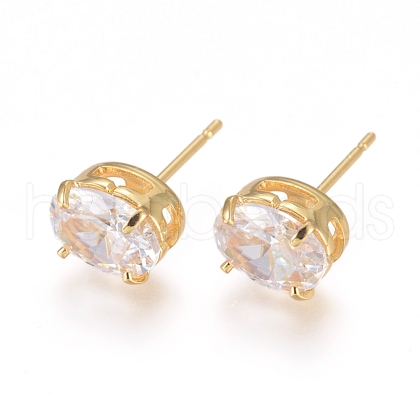 Brass Stud Earrings EJEW-L245-002G-1