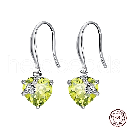 Cubic Zirconia Heart Dangle Earrings EJEW-P231-46P-08-1