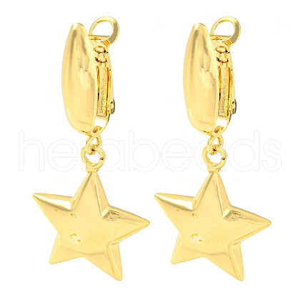 Rack Plating Brass Star Dangle Hoop Earrings EJEW-A028-38G-1