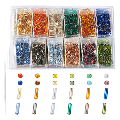 Silver Lined Glass Bugle Beads SEED-TA0001-02-1