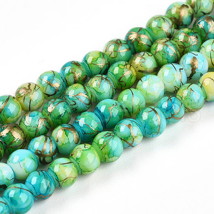 Baking Painted Glass Beads Strands DGLA-N003-4mm-B04-1