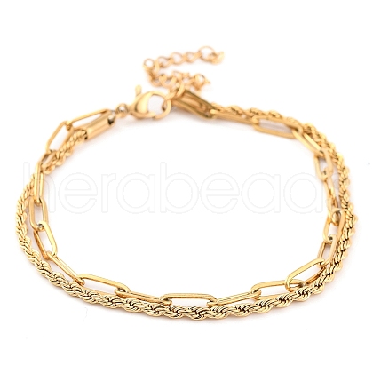 304 Stainless Steel Multi-Strand Chain Bracelets BJEW-G711-03D-G-1