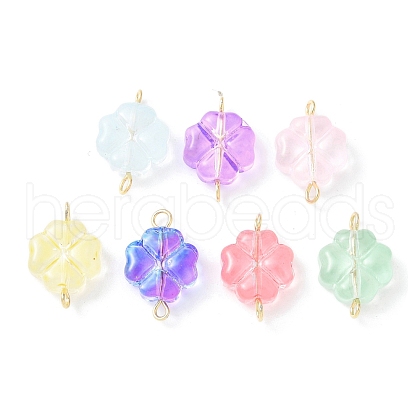 7Pcs 7 Colors Transparent Spray Painted Glass Connector Charms PALLOY-JF03520-02-1