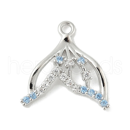 Brass Pave Light Sky Blue and Clear Cubic Zirconia Sea Animal Connector Charms KK-M326-07B-P-1