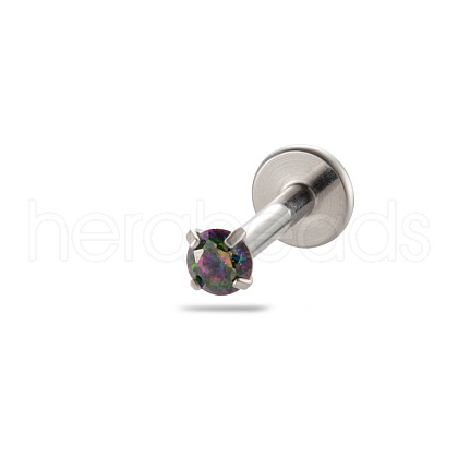 G23 Titanium Alloy Cubic Zirconia 17 Gauge Flat Round Threadless Labrets WG94BD7-19-1