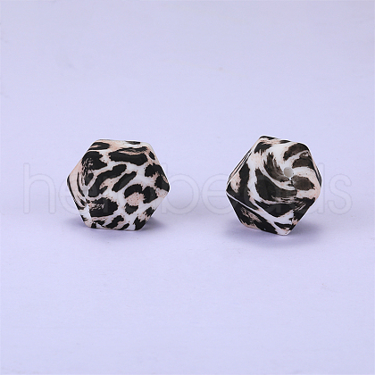 Colorful Pattern Printed Silicone Focal Beads SI-JX0022A-01-1
