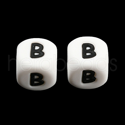 20Pcs White Cube Letter Silicone Beads 12x12x12mm Square Dice Alphabet Beads with 2mm Hole Spacer Loose Letter Beads for Bracelet Necklace Jewelry Making JX432B-1