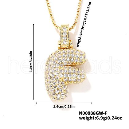 Elegant Brass Micro Pave Clear Cubic Zirconia 3D Initial Necklaces DV4415-5-1