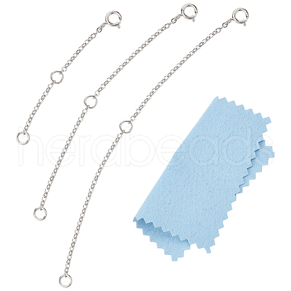 BENECREAT 3Pcs 3 Styles 925 Sterling Silver Chain Extender STER-BC0002-50-1