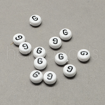 White and Black Acrylic Horizontal Hole Letter Beads SACR-Q101-01G-1