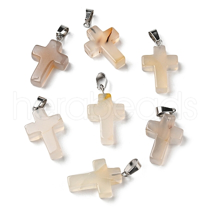 Natural White Agate Pendants G-T080-20-1