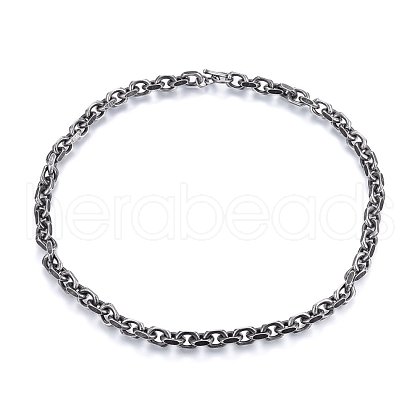 304 Stainless Steel Cable Chain Necklaces NJEW-H493-18AS-1