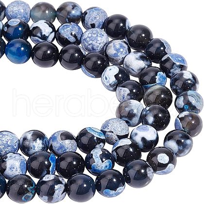  3 Strands Natural Fire Crackle Agate Beads Strands G-NB0003-46-1