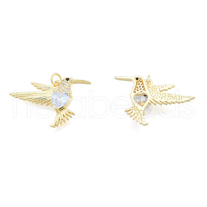 Brass Micro Pave Clear Cubic Zirconia Pendants ZIRC-N039-267-1