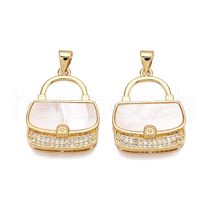 Brass Micro Pave Clear Cubic Zirconia Pendants KK-N254-184G-1