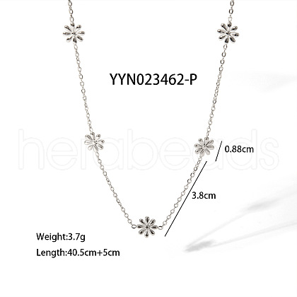 Elegant Stainless Steel Daisy Link Chain Necklaces for Women EE7355-5-1