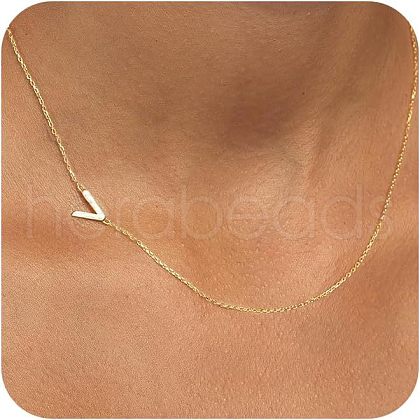 Brass Initial Link Chain Necklaces for Women FS-WG848C9-22-1