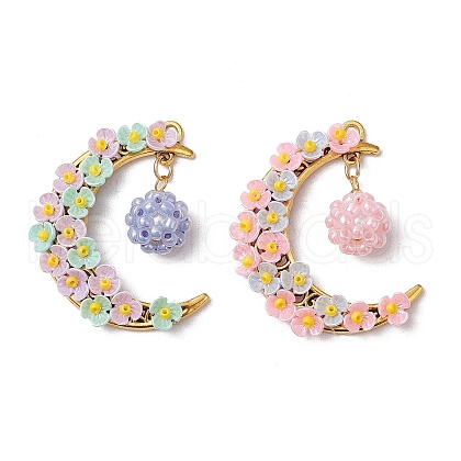 2Pcs Glass Seed Beaded Pendants PALLOY-MZ00602-1