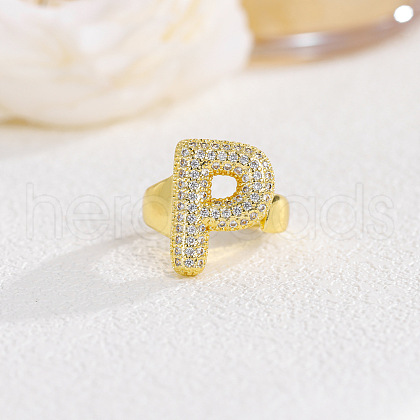 Brass Micro Pave Clear Cubic Zirconia Cuff Rings FS-WG4832E-31-1