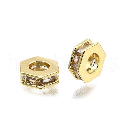 Brass Micro Pave Cubic Zirconia Beads KK-Z100-11G-1