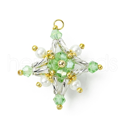 Glass Seed Beaded Tetraptera Pendants PALLOY-MZ00533-03-1