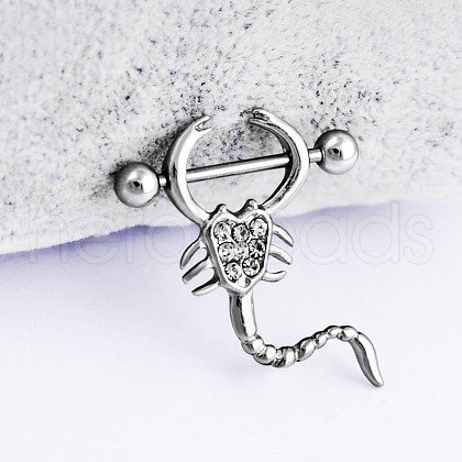 316L Surgical Stainless Steel Crystal Rhinestone Nipple Rings FS-WGB766E-10-1