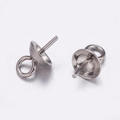 304 Stainless Steel Cup Pearl Peg Bails Pin Pendants STAS-K146-001-6mm-1