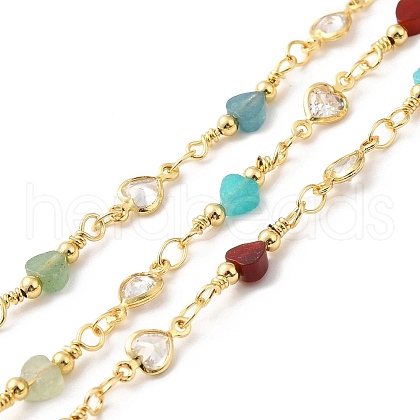 Heart Handmade Natural Gemstone Beaded Chains CHC-M024-19G-1