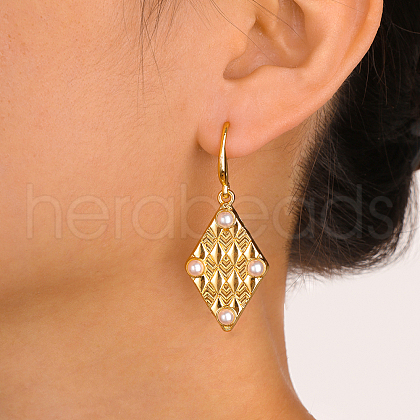 Brass Imitation Pearl Dangle Earrings GH2902-4-1