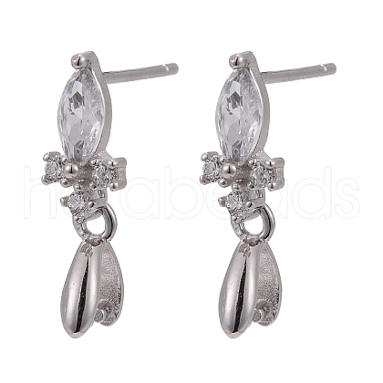 Rhodium Plated 925 Sterling Silver Stud Earring Findings STER-F048-34P-1