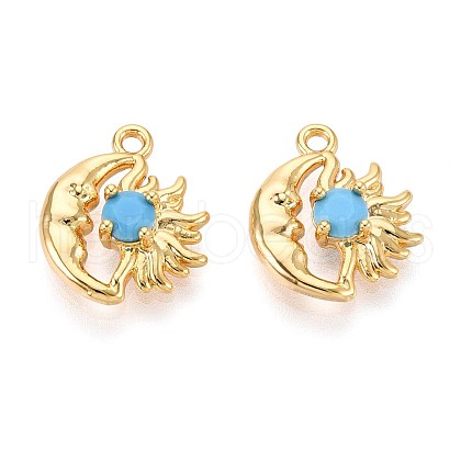 Brass Micro Pave Cubic Zirconia Charms KK-N263-94B-G-1