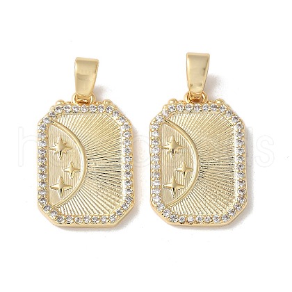 Brass Micro Pave Clear Cubic Zirconia Pendants KK-Q031-27G-1