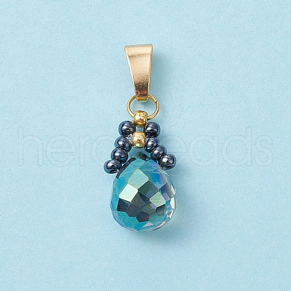 Glass Seed Beaded Pendants PALLOY-MZ00590-04-1