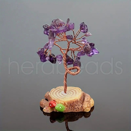 Natural Amethyst Chips Tree Decorations PW-WG17581-01-1