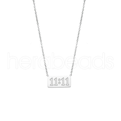 Stainless Steel Chic 11:11 Pendant Necklace for Women ST0861960-1
