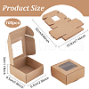 BENECREAT 100Pcs Kraft Paper Storage Boxes with Visible Window CON-BC0007-24B-2