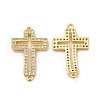 Brass Micro Pave Clear Cubic Zirconia Connector Charms KK-E068-VB326-2