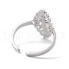 Non-Tarnish Hollow Out Leaf 304 Stainless Steel Open Cuff Ring for Women RJEW-E073-08P-3