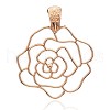 Filigree Rose Flower Alloy Big Pendants PALLOY-J082-07RG-3A-1