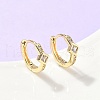 Rhombus Brass Micro Pave Clear Cubic Zirconia Hoop Earrings EJEW-Z102-14G-1