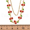 304 Stainless Steel Red Enamel Cherry Link Chain Double Layer Necklaces for Women NJEW-D321-01G-3