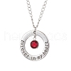 3Pcs 3 Styles Flat Round Forever in My Heart Alloy Glass Pendant Necklaces NJEW-JN05018-4