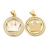 Rack Plating Brass Micro Pave Clear Cubic Zirconia Pendants KK-C025-09G-1