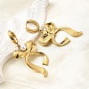 Bowknot 304 Stainless Steel Plstic Imitation Pearl Hoop Earrings for Women EJEW-U068-03G-3